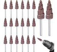 Zerodeko Mola Abrasiva a Forma di Cono con Codolo 3x10 Mm, Set da 20 Pezzi, Ruota a Lamelle per Levigatura, Sbavatura e Lucidatura Metalli, Utensile Rotante per Uso Industriale