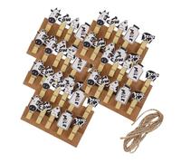 Zerodeko Mollette Artigianali in Legno Naturale A Forma di Mucca Portafoto con Corda per Appenderli 10 Pezzi/Sacchetto 50 Pezzi in Totale