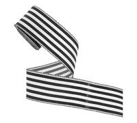 Zerodeko Nastro Rustico a Righe Bianche e Nere Bordo Rinforzato in Poliestere Rotolo da 63 CM X 91 M Nastro Cablato per Decorazioni Casa Confezioni Regalo e Lavori Artigianali