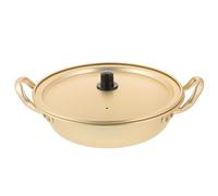 Zerodeko Pentola per Ramen Coreana in Lega di Alluminio Oro Coperchio, Leggera e Impilabile, per Escursioni e Feste in Giardino
