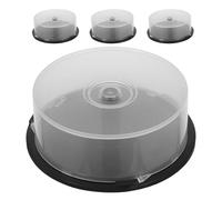 Zerodeko Porta CD in Plastica Trasparente, Set da 4 Custodie Vuote per Dvd Mandrino Nero, Capacità 25 Dischi, Deposito Dischi per Ufficio e Casa