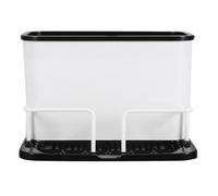 Zerodeko Porta Posate Nero in Pp Due Scomparti e Vassoio di Raccolta Acqua, Organizer per Bacchette e Cucchiai da Cucina, Design Semplice e Drenaggio Rapido per Casa