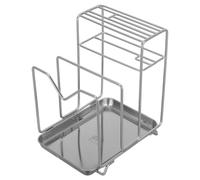 Zerodeko Porta tagliere in acciaio inox - Supporto per taglieri con vassoio raccogligocce - Porta coltelli - Organizzatore per coperchi di pentole per asciugare e riporre i coltelli