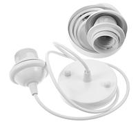 Zerodeko Portalampada a Vite E27 Cavo Bianco 1 Metro, Set 2 Pezzi Rosone da Soffitto, Supporto per Lampada a Sospensione per Lampadine LED e Alogene, Compatibile Soffitti Inclinati