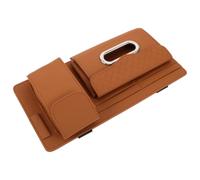 Zerodeko Portaocchiali Auto in Pelle Pu Marrone Organizer per Visiera, Porta Tessuti Multiuso Resistente e Facile da Pulire per Interni Veicolo Durante la Guida