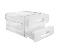 Zerodeko Portauova Organizzatore Uova da Frigorifero, Egg Storage Box in Pet Riutilizzabile e Pp, 32 Scomparti, Cassetto Impilabile Coperchio, Bianco, per Ripiano Frigo, Casa o Animali