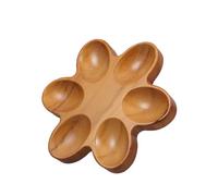 Zerodeko Portauovo da Frigorifero in Legno Marrone a Forma di Fiore a Sei Petali, Vassoio Robusto e Versatile per 6 Uova, Design Naturale la Cucina la Tavola