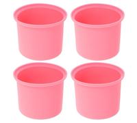 Zerodeko Rivestimento in silicone per mini wax pot 4 pezzi con fondo piatto - utensili in silicone per ceretta da salone rosa 9 cm con rimozione facile della cera