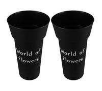 Zerodeko Secchiello per Fiori da Fattoria 2 Pezzi in Pp Nero Riutilizzabile Resistente Non Si Deforma Vaso Decorativo Semplice per Casa e Ufficio