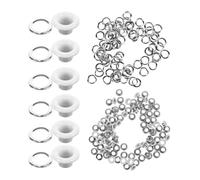 Zerodeko Set 100 Pezzi Occhielli Metallici 5mm in Ferro Bianco per Cucito Fai da Te, Bottoni Automatici e Passacavi, Kit per Riparazione Abbigliamento, Borse e Tessuti Artigianali