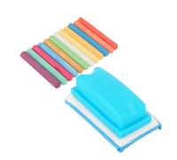 Zerodeko Set 12 Pezzi Gessetti Lavagna Solubili in Acqua con Cancellino per Lavagna Polistirene e Asciugamano Speciale senza Polvere Insegnamento