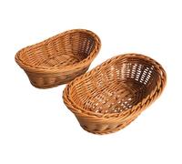 Zerodeko Set 2 Cestini Intrecciati in Plastica Marrone Finto Rattan per Pane e Snack, Riutilizzabili e Facili da Pulire, per Casa e Negozio di Dolci Riutilizzabile