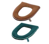 Zerodeko Set 2 Pezzi Coprisedile per WC in Flanella Verde, Imbottitura Morbida e Riutilizzabile con Zip, Copriwater Rotondo Lavabile per Bagno Invernale Colore Casuale