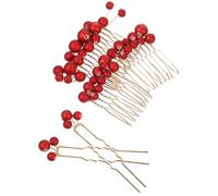 Zerodeko Set 3 Pettini Laterali e 2 Forcine a Forma di U per Chioma da Sposa Accessori Decorativi in Rame Dorato Perle Verdi Copricapo Metallico per Matrimonio e Cerimonie Adatto a