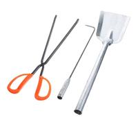 Zerodeko Set 3 Pezzi Attrezzi per Stufa in Ferro Resistente, Pinza e Paletta Pesante per Barbecue e Giardino, Accessori per Fuoco Durevoli e Funzionali