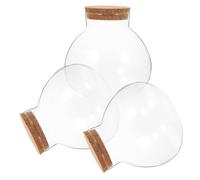 Zerodeko Set 3 Pezzi Bottiglie in Vetro Sigillate con Tappo in Sughero per Micro-paesaggio, Bottiglie Sferiche Multiuso in Vetro per Piante di Muschio, per Decorazione Casa
