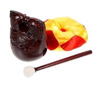 Zerodeko Set 4 Pezzi Muyu in Acrilico Martello e Tappetino, Strumento a Percussione per Canti Religiosi Buddhisti, Blocco Intagliato Imitazione Tempio per Meditazione e Recitazione Sutra