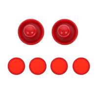 Zerodeko Set Accessori per Air Hockey 8 Pezzi 2 Spingitori Rossi 76mm, 4 Dischi Rossi 51mm in Plastica Resistente, Accessori per Gioco da Tavolo per Sala Giochi e Divertimento Familiare