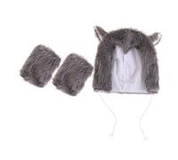 Zerodeko Set Cappello e Guanti da Lupo Mannaro in Peluche Soffice per Feste di Halloween e Cosplay, Accessori Fotografici Leggeri in Cotone Pp per Spettacoli e Travestimenti