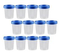 Zerodeko Set da 25 Bicchieri Graduati in Plastica Pp da 120ml Tappo a Vite Blu, a Tenuta Stagna, per Campioni Liquidi in Laboratorio di Istologia e Citologia