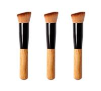 Zerodeko Set di 3 Pennelli il Viso in Legno con Fibre Artificiali, Facili da Impugnare, per Cipria e Blush, per Festival e San Valentino Colore Casuale