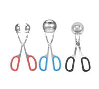 Zerodeko Set di 3 pinze per polpette in acciaio inox 304 per dare forma | Palette per servire le polpette, utensili per formare le polpette, manici antiscivolo, pinze per in metallo e pinze per il