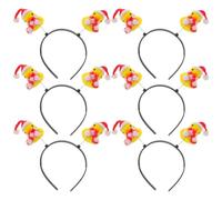 Zerodeko Set di 6 cerchietti per capelli natalizi con paperelle e cappello | Copricapo a tema cartoni animati, cerchietto per feste di Natale, idea regalo per amici e colleghi o come pensierino per le