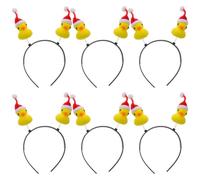 Zerodeko Set di 6 cerchietti per capelli natalizi con paperelle e cappello | Copricapo a tema cartoni animati, cerchietto per feste di Natale, idea regalo per amici e colleghi o come pensierino per le