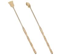 Zerodeko Set di Strumenti per Incenso Accessori Oro in Rame Cucchiaio e Pala Robusti per Uso Prolungato per Bruciatore di Incenso in Ufficio o Festa