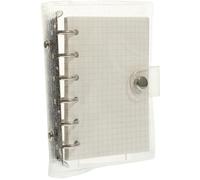 Zerodeko Set Raccoglitore ad Anelli A7 Staccabile in PVC Trasparente Blocco Note a Quadretti 45 Fogli Quaderno Portatile Piccolo per Studenti e Diario Chiusura a Bottone Decorativa per