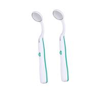 Zerodeko Specchietti Luminosi per Ispezione 2 Pezzi Led, Manico in Plastica Verde, Strumenti per Esame Orale per Uso Professionale e Domestico