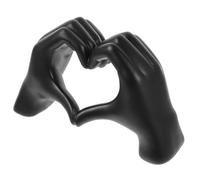 Zerodeko Statua Decorativa da Tavolo a Forma di Gesto della Mano a Cuore in Resina Nera, Robusta e Multifunzionale per Ambienti Interni ed Eleganti