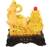 Zerodeko Statua della pecora dello zodiaco cinese con base in resina e | Statuetta di dello zodiaco, statua di capra dorata, ornamento di per la casa e il tavolo.