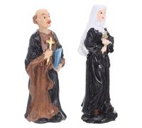 Zerodeko Statue in Resina 2 Pezzi di Sacerdote e Suora Scultura Religiosa Versatile e Robusta per Decorazione della Scrivania e Prime Comunioni