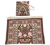 Zerodeko Tappeto da Preghiera con Design a Nappine Portatile in Chenille e Borsa Inclusa con Motivo Delicato e Riutilizzabile Tappetino per Attività di Preghiera Musulmana