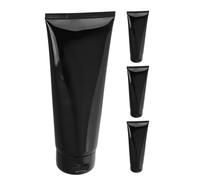 Zerodeko Tubetti cosmetici vuoti 4 pezzi neri lucidi da 200 ml/7 oz, PE e PP, ricaricabili, per skincare e toiletries con chiusura a scatto e design