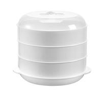 Zerodeko Vaporiera a Tre Livelli per Microonde Coperchio e Impugnature Integrate, Contenitore per Cuocere a Vapore Panini e Verdure, Pratica per Preparazione di Pasti Veloci