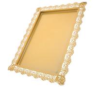 Zerodeko Vassoio Rettangolare da Servizio Unico in Ferro Color Oro per Dolci e la Casa per Servire Ospiti