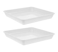 Zerodeko Vassoio Rettangolare per Sottovaso in Plastica Bianco 2 Pezzi, Base Piatta per Vasi di Piante Grasse, Mantiene Livello di umidità