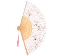 Zerodeko Ventaglio Pieghevole per Matrimonio in bambù Motivo Vintage Bianco, Ventilatore Portatile Leggero per Balli, Spettacoli e Decorazioni Casa