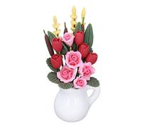 Zerodis 1:12 Mini Pianta Nella Casa delle Bambole, Squisito Modello di Vaso di Fiori, Colori Vivaci per Decorare il Giardino delle Bambole, Ideale per un Ambiente Romantico