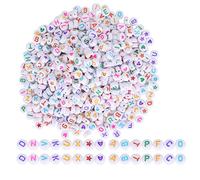 Zerodis 1000 Pezzi di Perline Colorate con Lettere, Stelle Cuore Pesca Acrilico Strumento Braccialetto Fai da Te Perline Tonde Acriliche per Gioielli Fai da Te Artigianato Bracciali