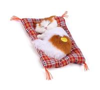 Zerodis Adorabile gatto addormentato con un materasso morbido e un suono simulato, un giocattolo di peluche imbottito, un regalo di vacanza molto popolare per ragazzi e ragazze (giallo + bianco)