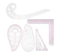 Zerodis Altri Accessori per Cucito e Ricamo Set di Righelli per Cucito in Plastica con Scala Chiara e Numeri per Disegni di Abbigliamento, Taglio e Imposizione, 5 Pezzi Multifunzione