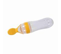 Zerodis Biberon con Cucchiaio, 1Pc 90mL Cucchiaio Dispenser di Alimenti per Neonati in Silicone Biberon con Cucchiaio Biberon per Alimenti freschi Spremiagrumi per Cereali(Giallo)