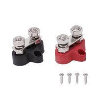 Zerodis Blocco Terminale Batteria, DC 12V 24V M8 Positivo Negativo Batteria Kit Connettore Postazione Kit Singolo Studs Batteria Marina Bus Bar Blocco di Giunzione per Auto Barca