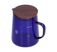 Zerodis Caffettiera da 500 Ml Bollitore per caffè Caraffa per tè Vetro Borosilicato Resistente Al Calore con Coperchio in Legno per Uso Domestico in (BLUE)