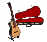 Zerodis Chitarra in Miniatura in Legno con Stand e, Strumento Musicale Modella Figurina per Chitarra Mini Chitarra Giocattolo Decorazione della Casa (20 cm di chitarra mancante)