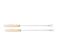 Zerodis Coltello Forchette Bastoncini di Formaggio in Acciaio Barbecue Frutta Dessert Fondute Spiedini Resistenti Al Calore Accessori con Manico in Legno per Cioccolato Carne Frutta Griglia Torta
