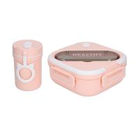 Zerodis Contenitore per il Pranzo, in Plastica con Divisori Multipli, Adatto Al Microonde per Impiegati e Studenti (PINK)